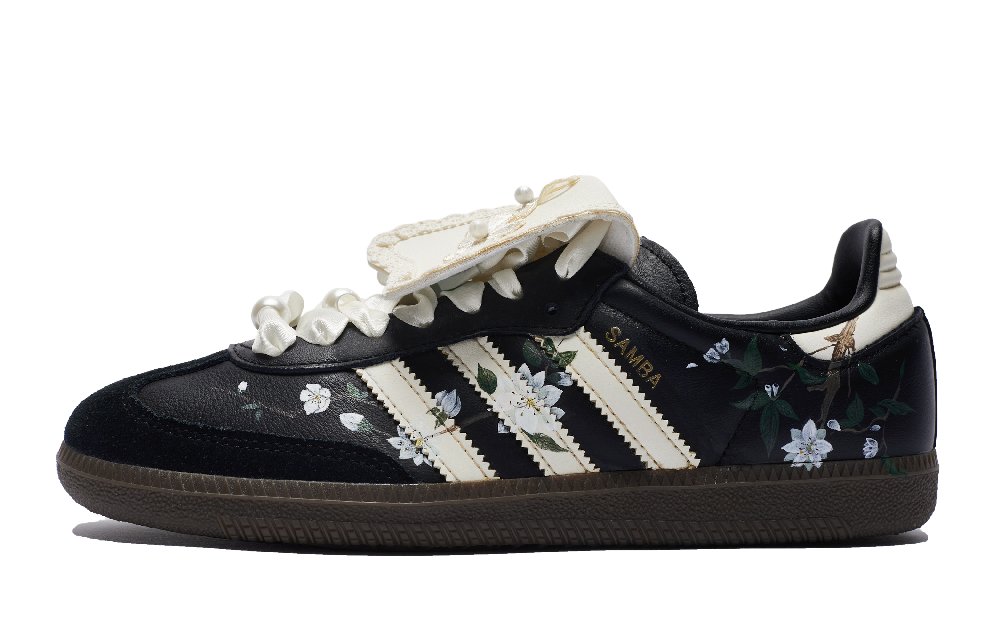 Adidas Originals Samba 811 Manufacture Magnolia Branch Embellishment Low-Top Skateboard Shoes Unisex Black White
