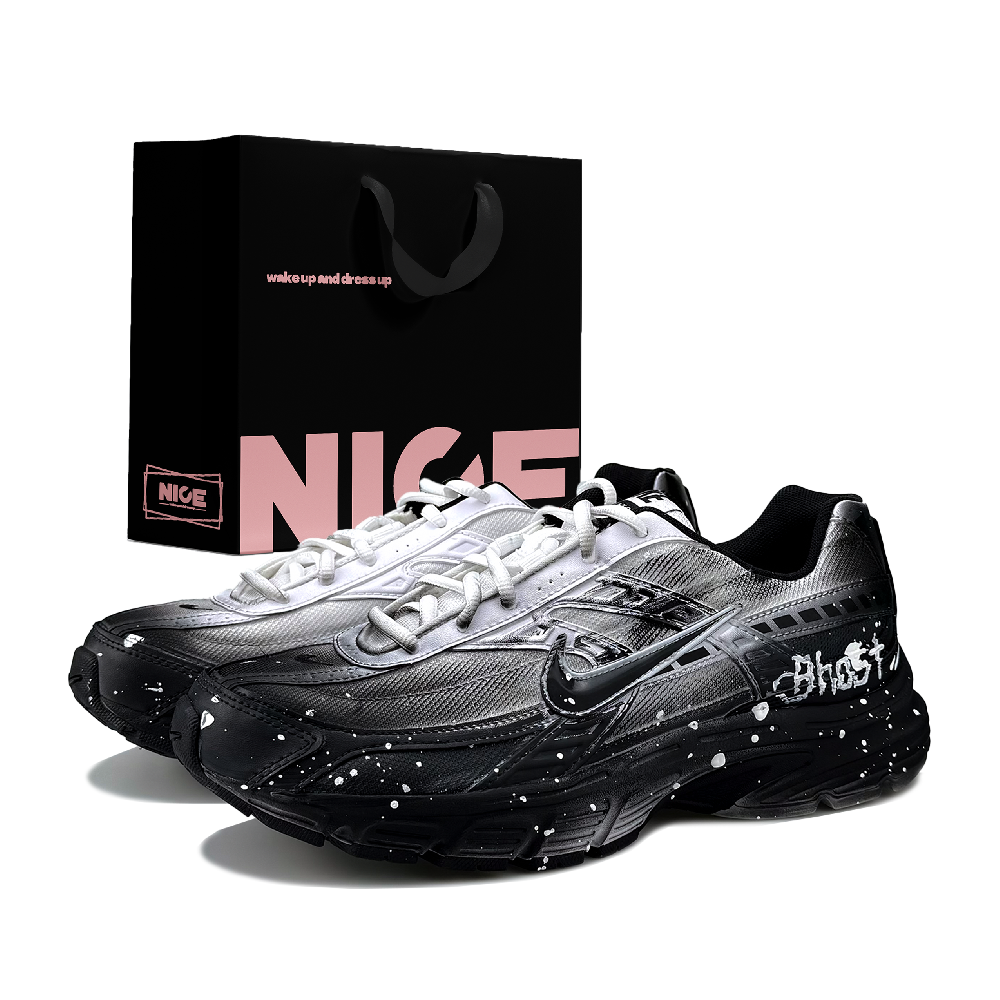 Nike Initiator Abrasion Resistant Low Top Running Shoes Men's Black White