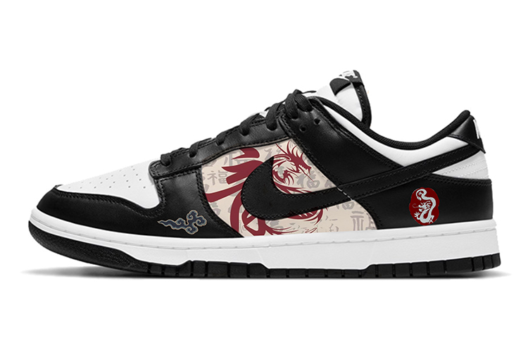 Nike Dunk Anti-Slip Wear-Resistant Low-Top Skateboard Shoes Women's Black White