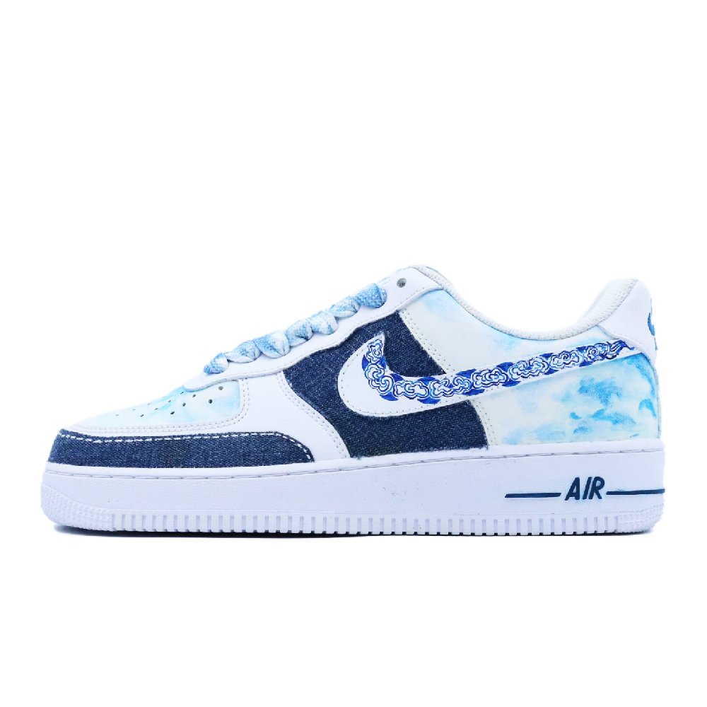 Nike Air Force 1 Anti-Slip Wear-Resistant Low-Top Skateboard Shoes Unisex Blue White