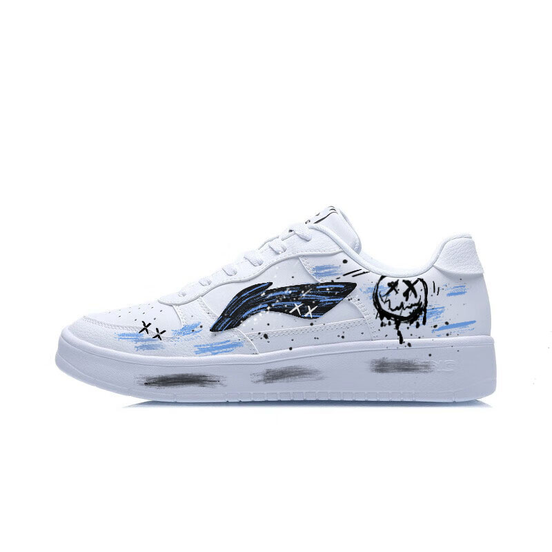 LiNing Pontoon Boats Wear resistant And Lightweight Low Top Skateboard Shoes Unisex Blue White