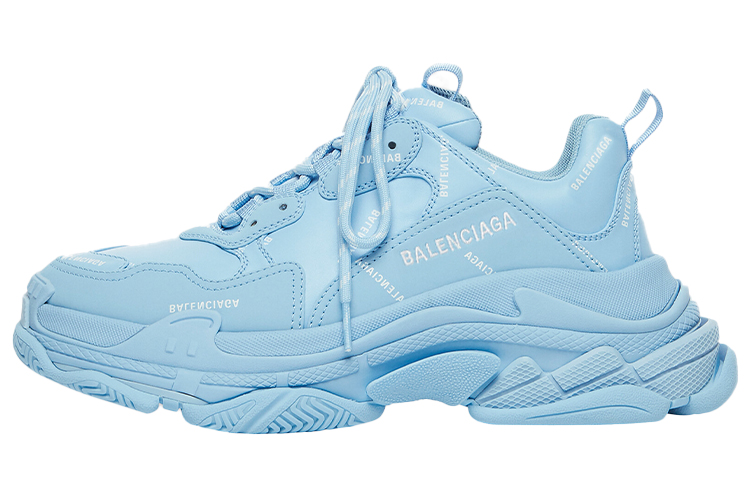 Balenciaga All Over Logo Triple S Blue Grey Women's
