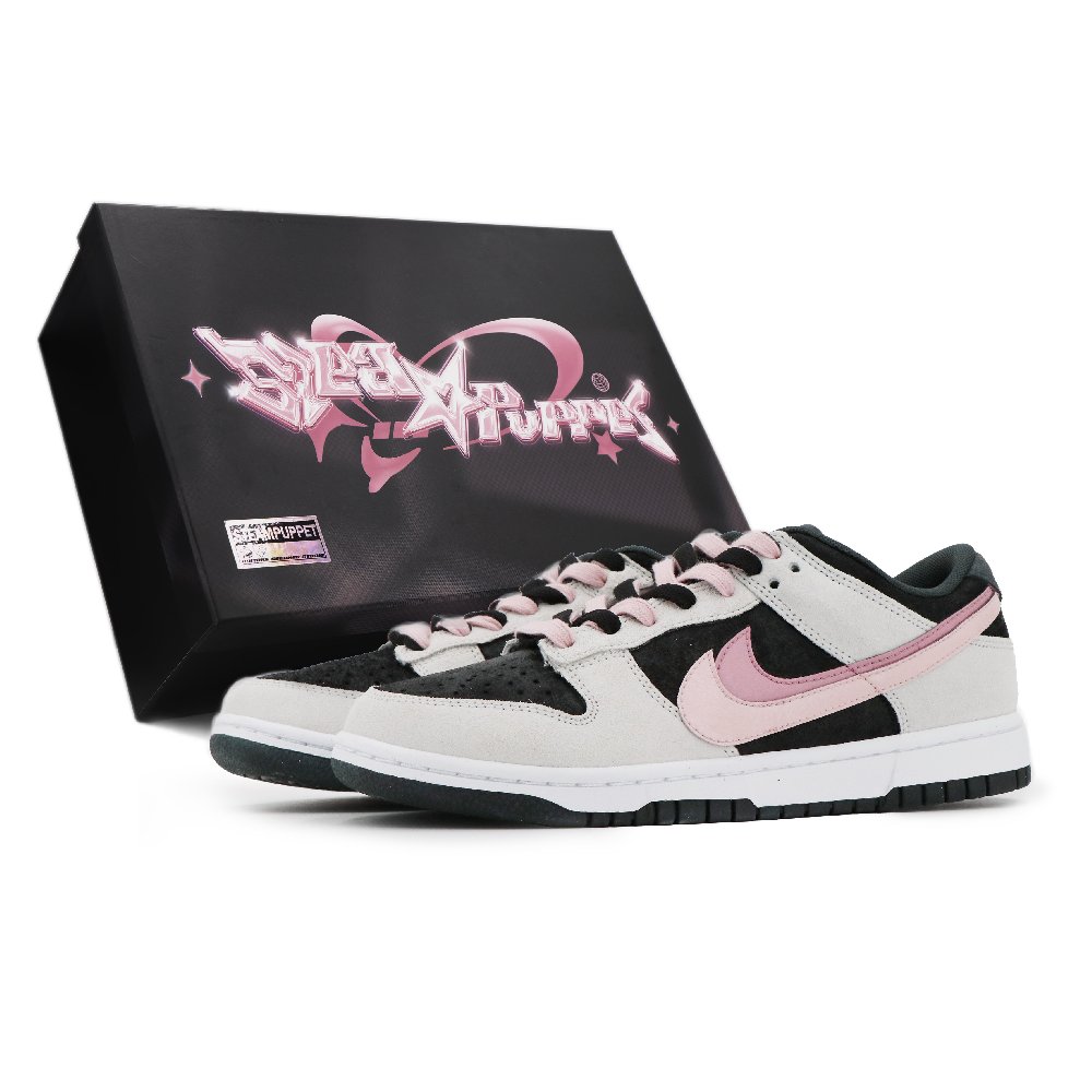 Nike Dunk Anti-Slip Wear-Resistant Low-Top Skateboard Shoes Unisex Black Pink