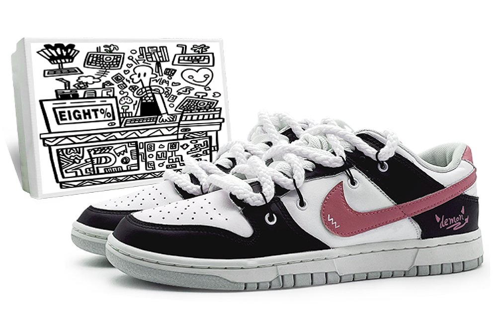 Nike Dunk 'Pure Platinum' Cushioned Abrasion-Resistant Slip-Resistant Low-Top Skateboard Shoes Men's Black Pink
