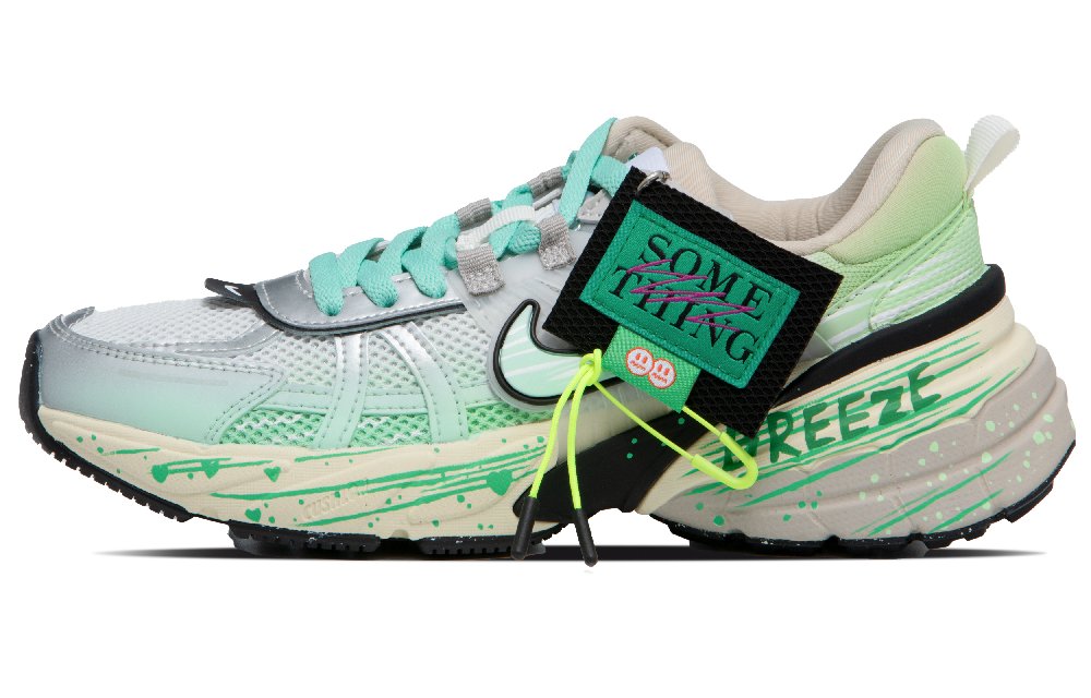Nike V2K Run Anti-Slip Wear-Resistant Low-Top Casual Running Shoes Women's Silver Green