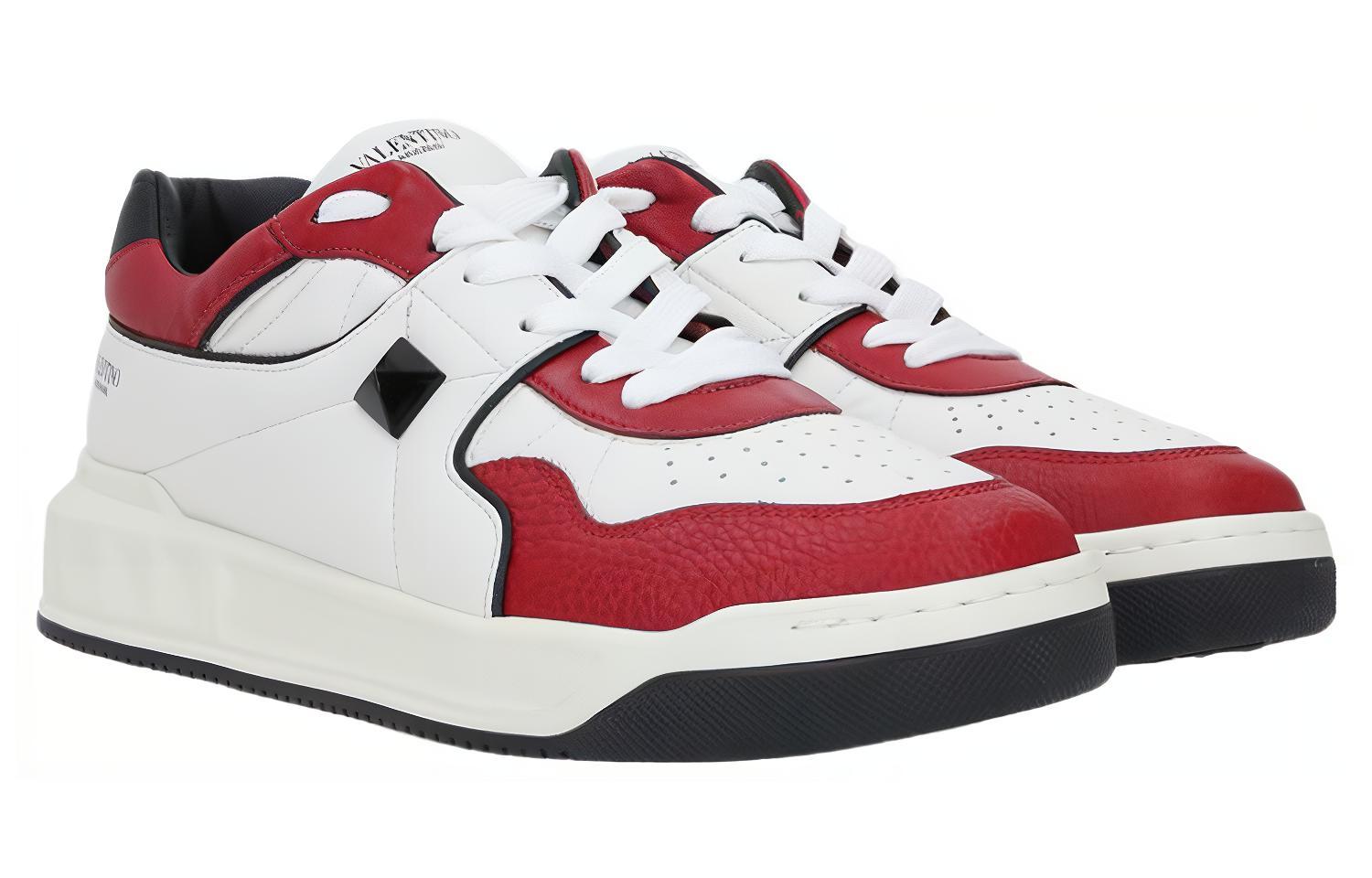 Valentino GARAVANI Low Top Stylish Skateboarding Shoes Men's White Red
