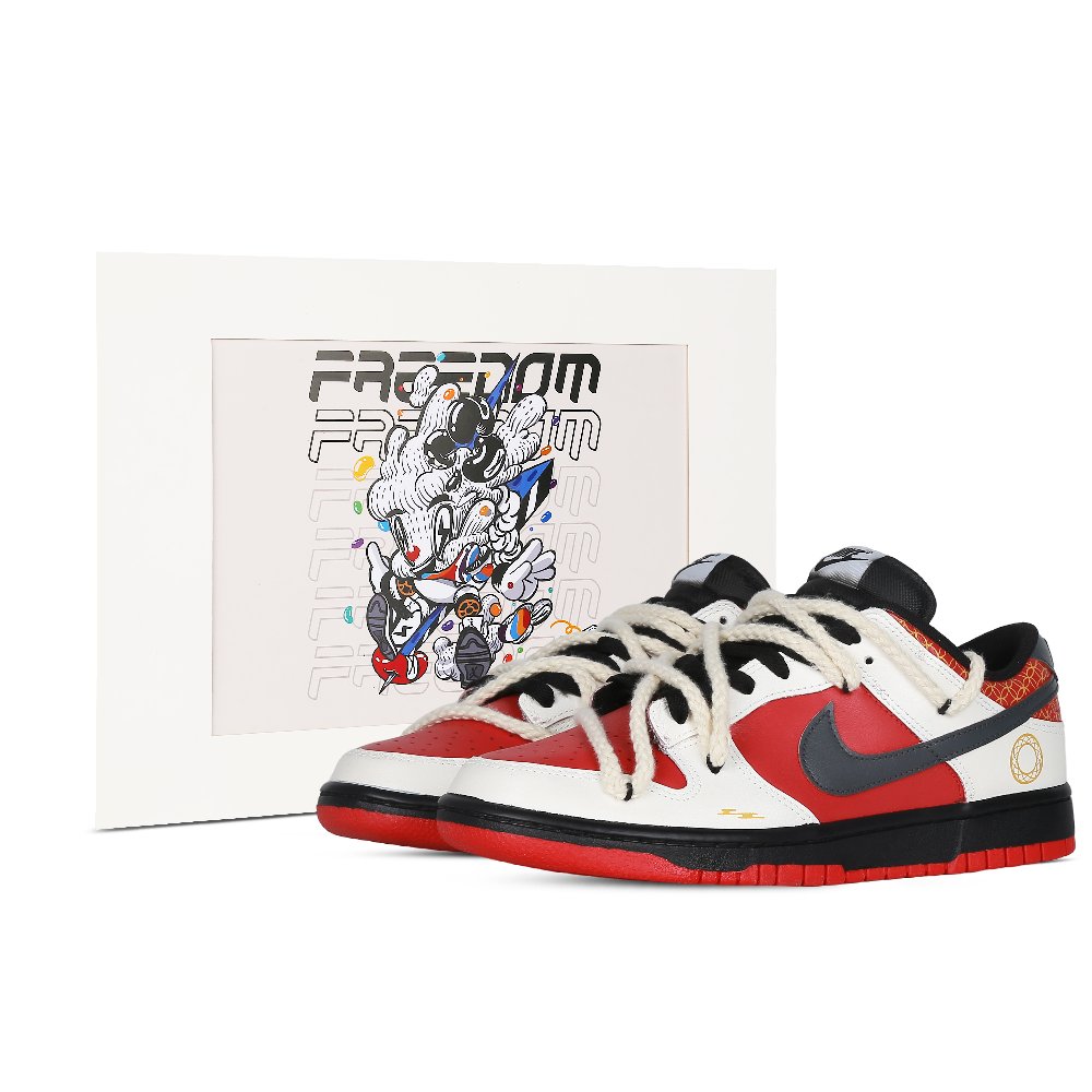 Nike Dunk Skateboard Shoes Unisex Low-Top Red White Black