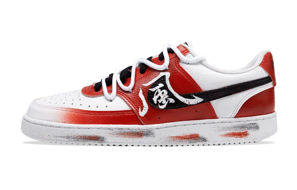 Nike Court Vision Low Anti Slip Wear Resistant Low Top Skateboard Shoes Men's White Red