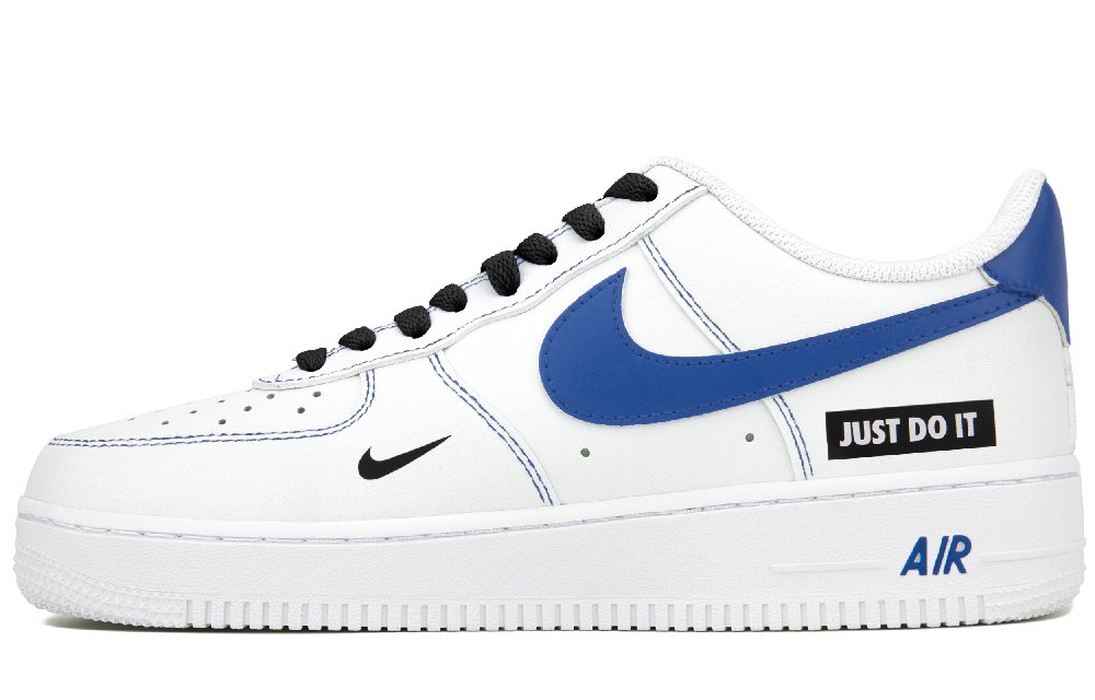 Nike Air Force 1 Slip Resistant, Abrasion Resistant, Lightweight Low Top Skateboard Shoes Unisex Black White Blue