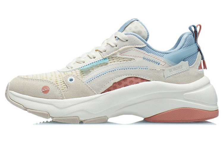 LiNing Durable Breathable Low-Top Casual Shoes Women's Light Gray Pink