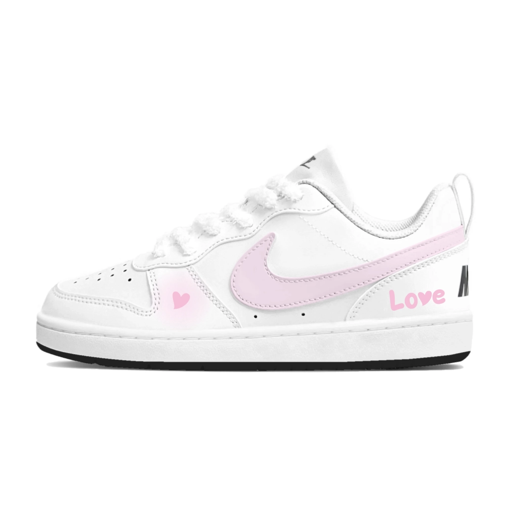 Nike Court Borough GS Love Confession Journal Cushioning, Wear Resistant Low top Skateboard Shoes Women's Pink White