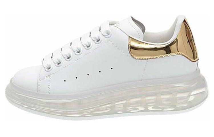 Alexander McQueen Low Top Stylish Skateboarding Shoes Women's White Gold Tail