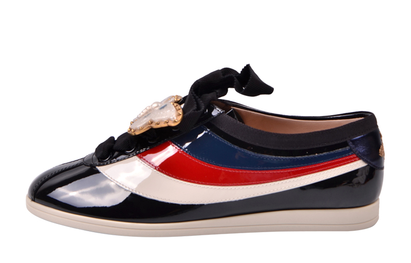 GUCCI Falacer Sneakers Black Vernice Crystal Women's