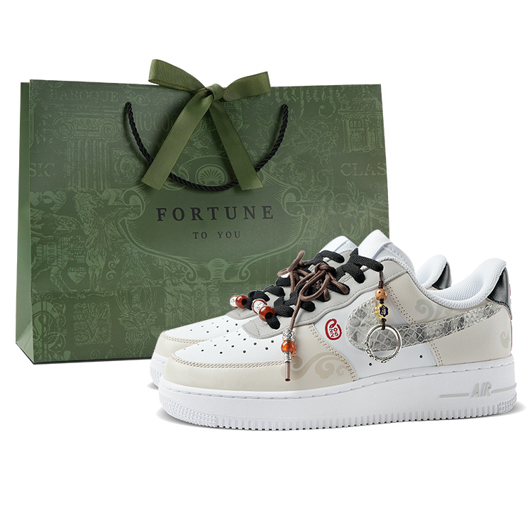 Nike Air Force 1 Low Top Skateboard Shoes Men's White Gray