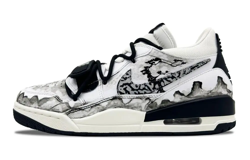 Jordan Legacy 312 Anti Slip Wear Resistant Mid Top Vintage Basketball Shoes Men's White Black