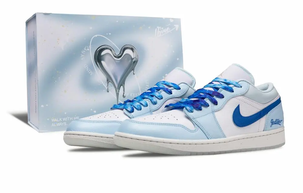 Jordan Air Jordan 1 Sichuan Solitude Abrasion Resistant Low top Vintage Basketball Shoes Men's Blue White