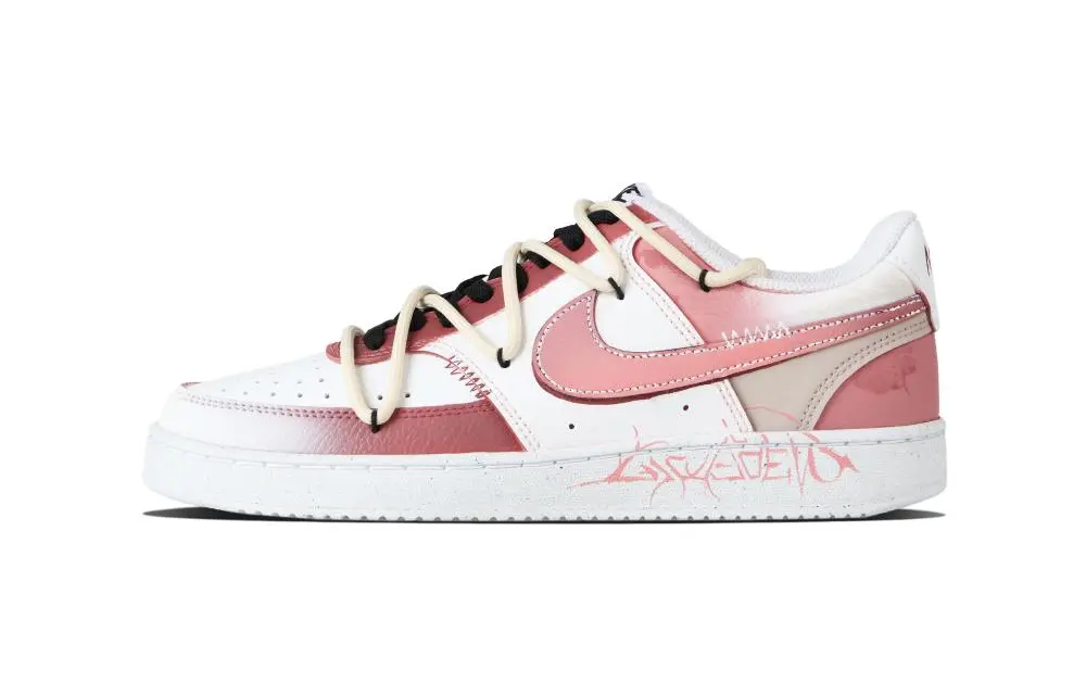 Nike Court Vision 1 Red Rock Spade Abrasion Resistant Low top Skateboard Shoes Unisex Coral