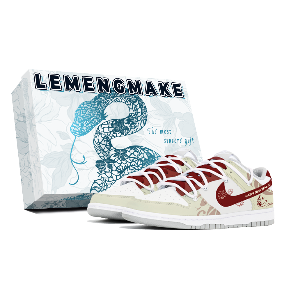 Nike Dunk Abrasion-Resistant Low-Top Skateboard Shoes Men's White Red