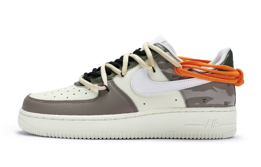 Nike Air Force 1 Anti Slip Wear Resistant Low Top Skateboard Shoes GS Beige Gray Green