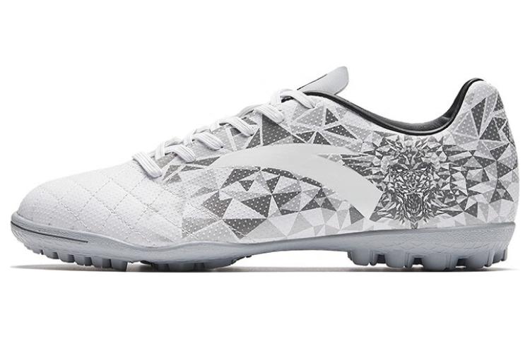Anta TF Turf Artificial Turf Abrasion Resistant Soccer Shoes Men's Gray White