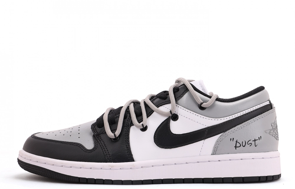 Jordan Air Jordan 1 Abrasion Resistant Coverage Low top Vintage Basketball Shoes Unisex Black Gray