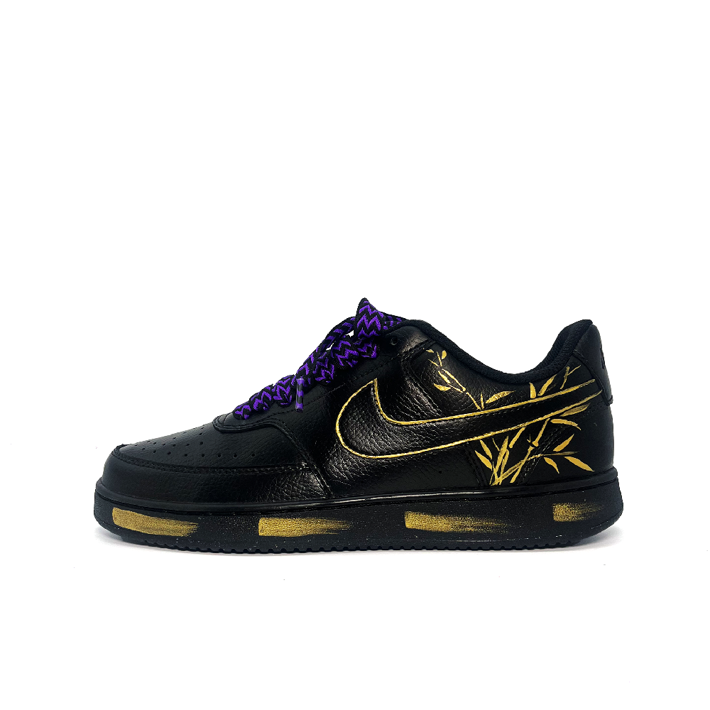 Nike Court Vision Golden Bamboo Abrasion Resistant Low Top Skateboard Shoes Unisex Black Gold
