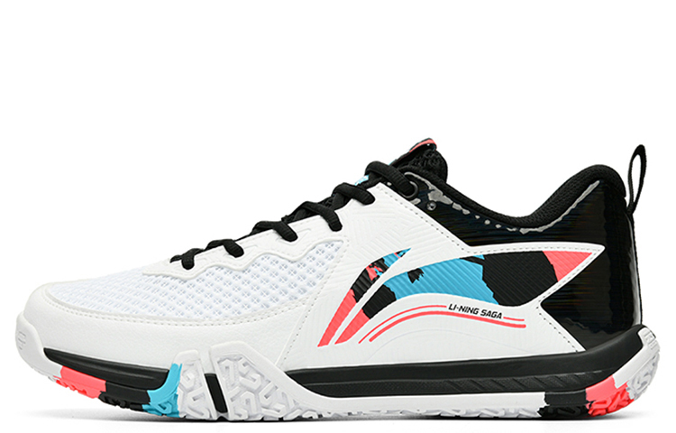 LiNing Saga 2 Lite Shock Absorbers Slip Resistant Abrasion Resistant Low top Badminton Shoes Unisex White