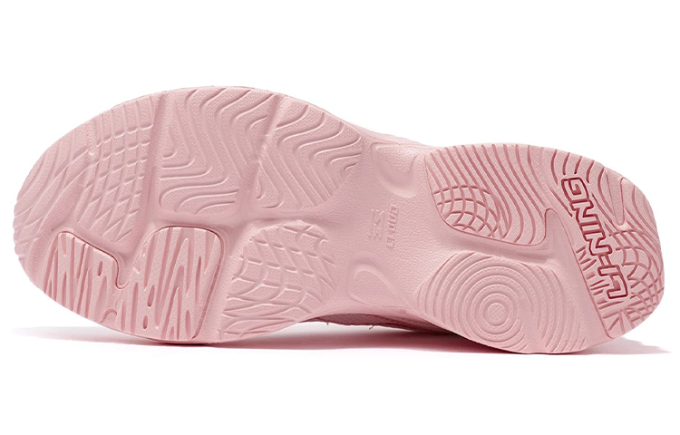 LiNing Cushioned Slip Resistant Abrasion Resistant Breathable Low Top Casual Running Shoes Women's White Pink