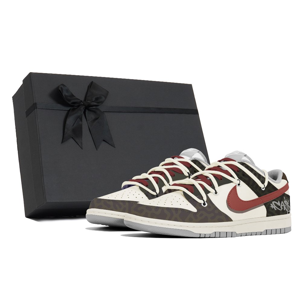 Nike Dunk Abrasion-Resistant Slip-Resistant Low-Top Skateboard Shoes Unisex White Brown