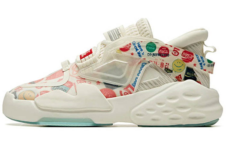 Coca Cola x Anta Bastard Cushioning Anti-Slip And Wear-Resistant Low-Top Chunky Sneakers Men's White Red Blue