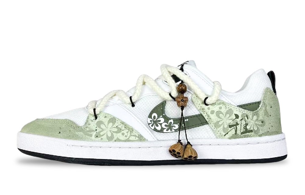 Nike SB Alleyoop Fairyland, Green Plum Rain Abrasion Resistant Low Top Skateboard Shoes Unisex White Green