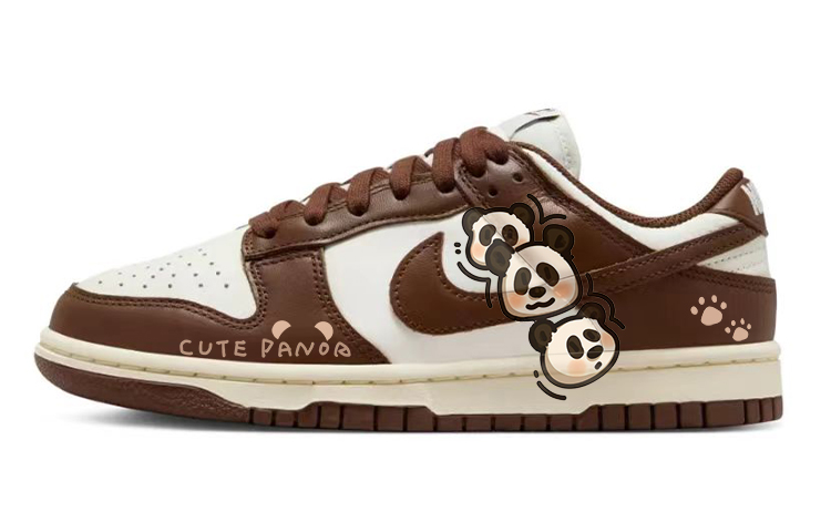 Nike Dunk Anti-Slip Wear-Resistant Low-Top Skateboard Shoes Women's Brown White