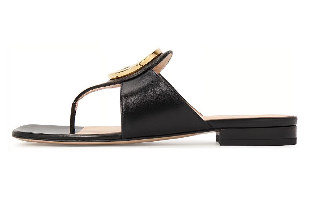 GUCCI Blondie Thong Leather Sandals Black Women's