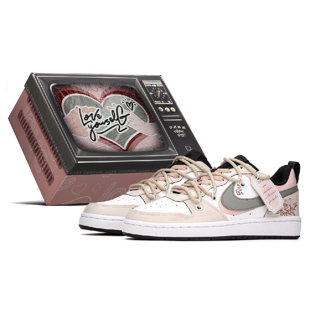 Nike Court Borough Low 2 Low Top Skateboard Shoes GS Gray Pink