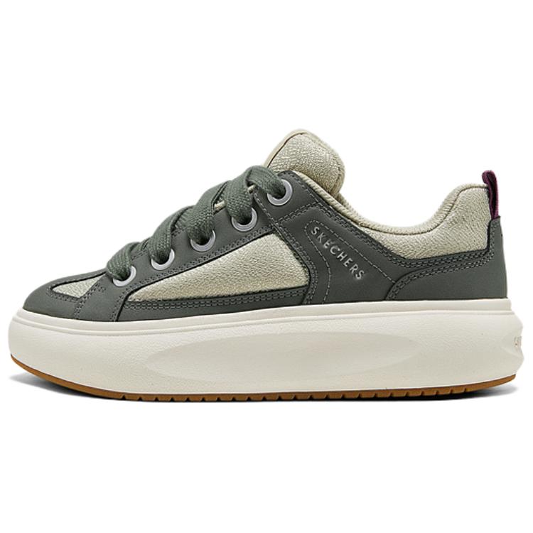 Skechers AIR COOLED MEMORY Breathable Height Increase Low Top Skateboard Shoes Women's Olive Green