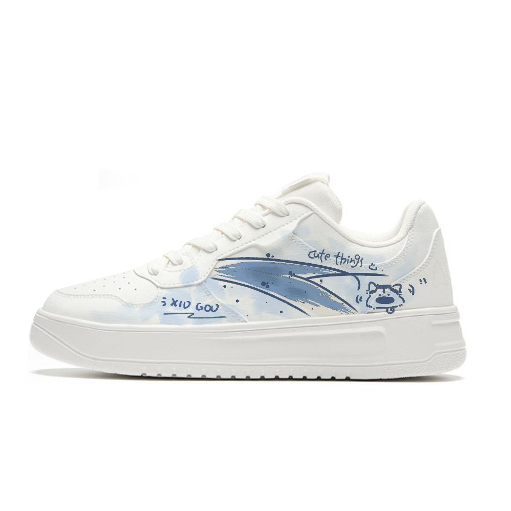 Anta Relaxed Slip Resistant, Lightweight, And Breathable Low Top Skateboard Shoes Unisex White Blue