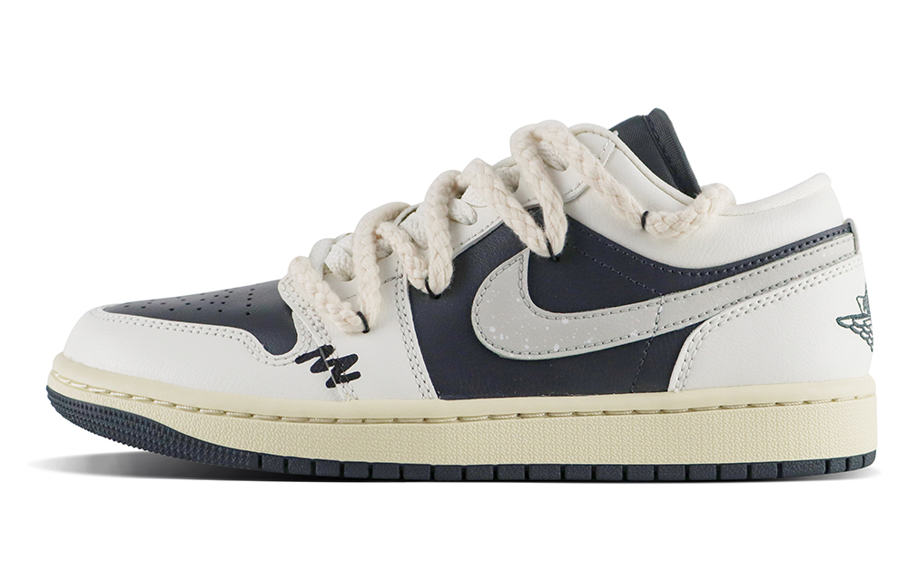Jordan Air Jordan 1 Anti-Slip Wear-Resistant Moisture-Wicking Low-Top Vintage Basketball Shoes Women's Black Gray