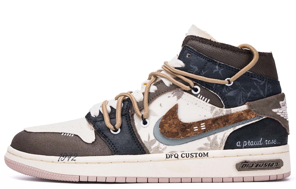 Jordan Air Jordan 1 ADCDAVINCI Custom Wild High-Top Vintage Basketball Shoes Women's Brown Black