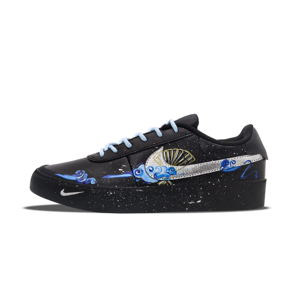 Nike Court Shot Cushioning Low top Skateboard Shoes Men's Blue Silver Black
