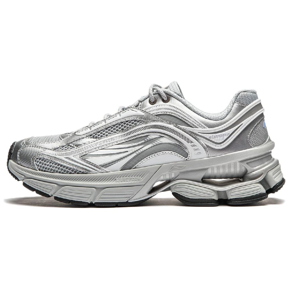 LiNing Slip Resistant Abrasion Resistant Supportive And Resilient Low Top Casual Running Shoes Men's Silver