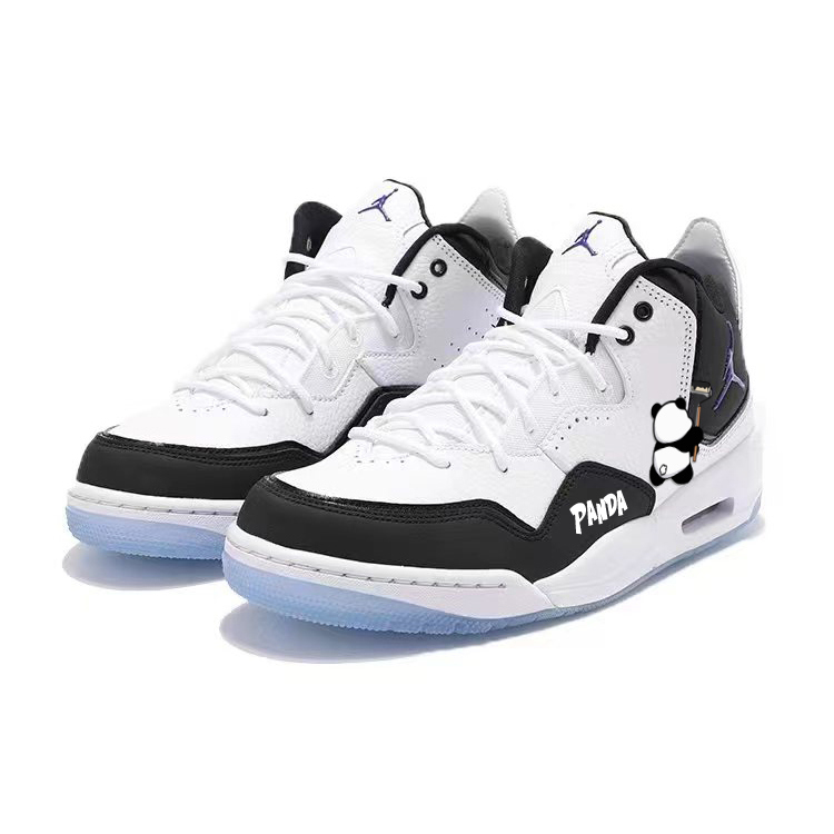 Jordan Courtside 23 Cushioned Slip-Resistant Mid-Top Vintage Basketball Shoes Unisex Black White