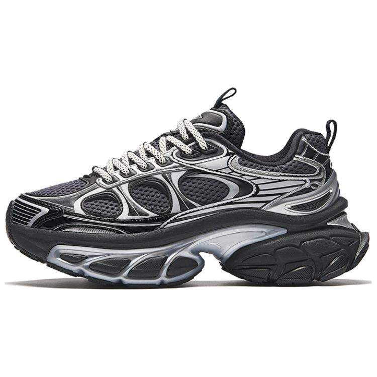 Anta Anti-Slip Wear-Resistant Low-Top Chunky Sneakers Women's Black Silver