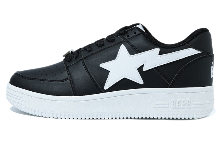 A BATHING APE STA Low Stylish Skateboarding Shoes Men's Black White