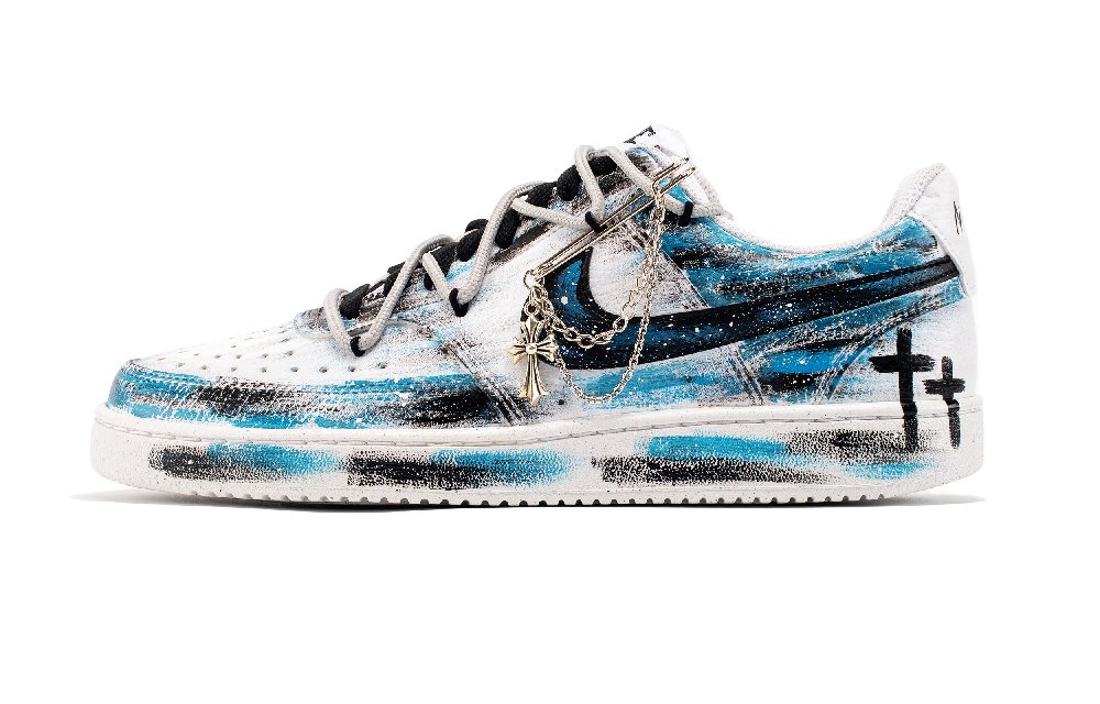 Nike Court Vision 1 Anti-Slip Wear-Resistant Low-Top Skateboard Shoes Men's Blue White Black