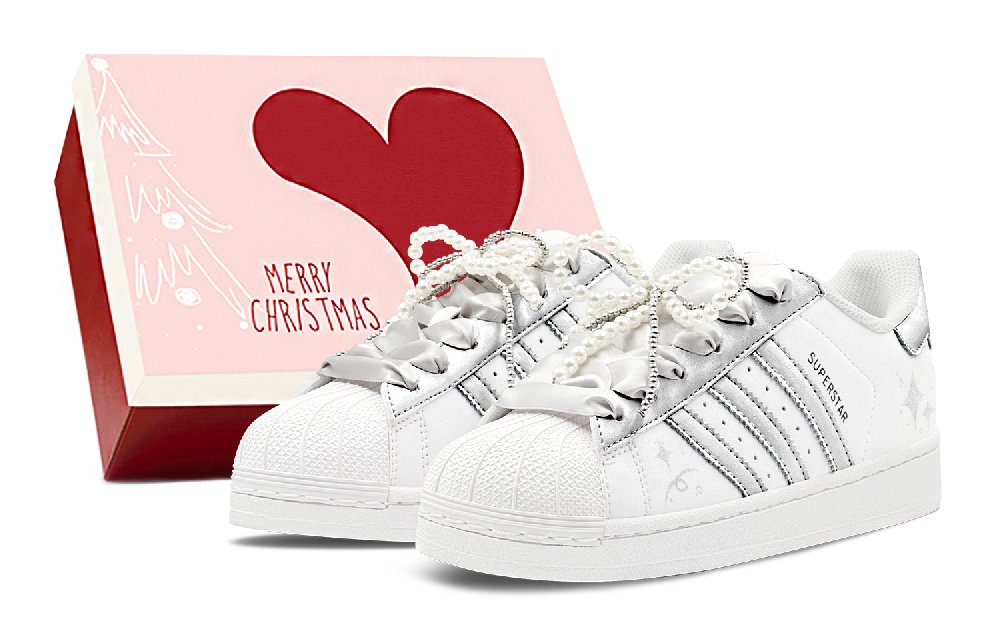 Adidas Originals Superstar Skateboard Shoes Unisex Low Top Silver/White