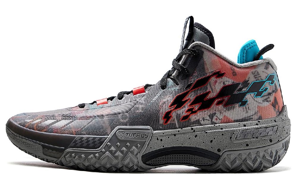 LINING Shudder Basketball Shoes Men's Mid top Gray/Black