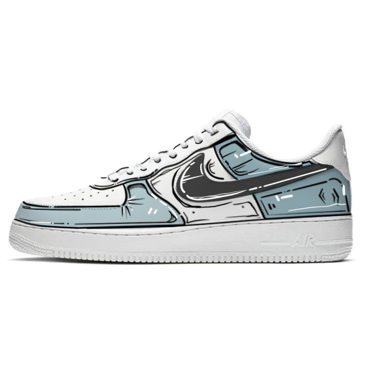 Nike Air Force 1 Comic Anime Anti-Slip Wear-Resistant Low-Top Skateboard Shoes Women's Blue White