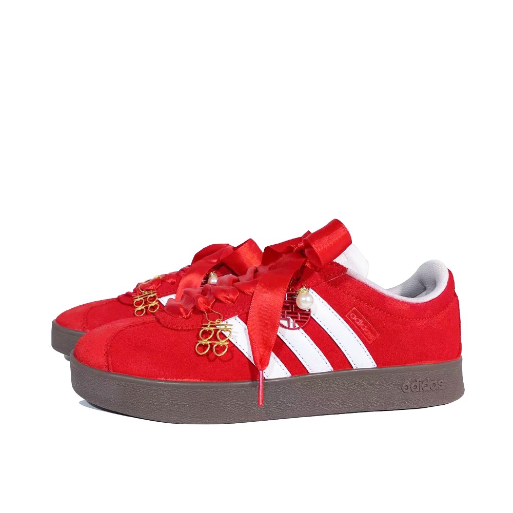 Adidas Neo VL Court 2.0 Love Forever Abrasion Resistant Low Top Skateboard Shoes Unisex Red White