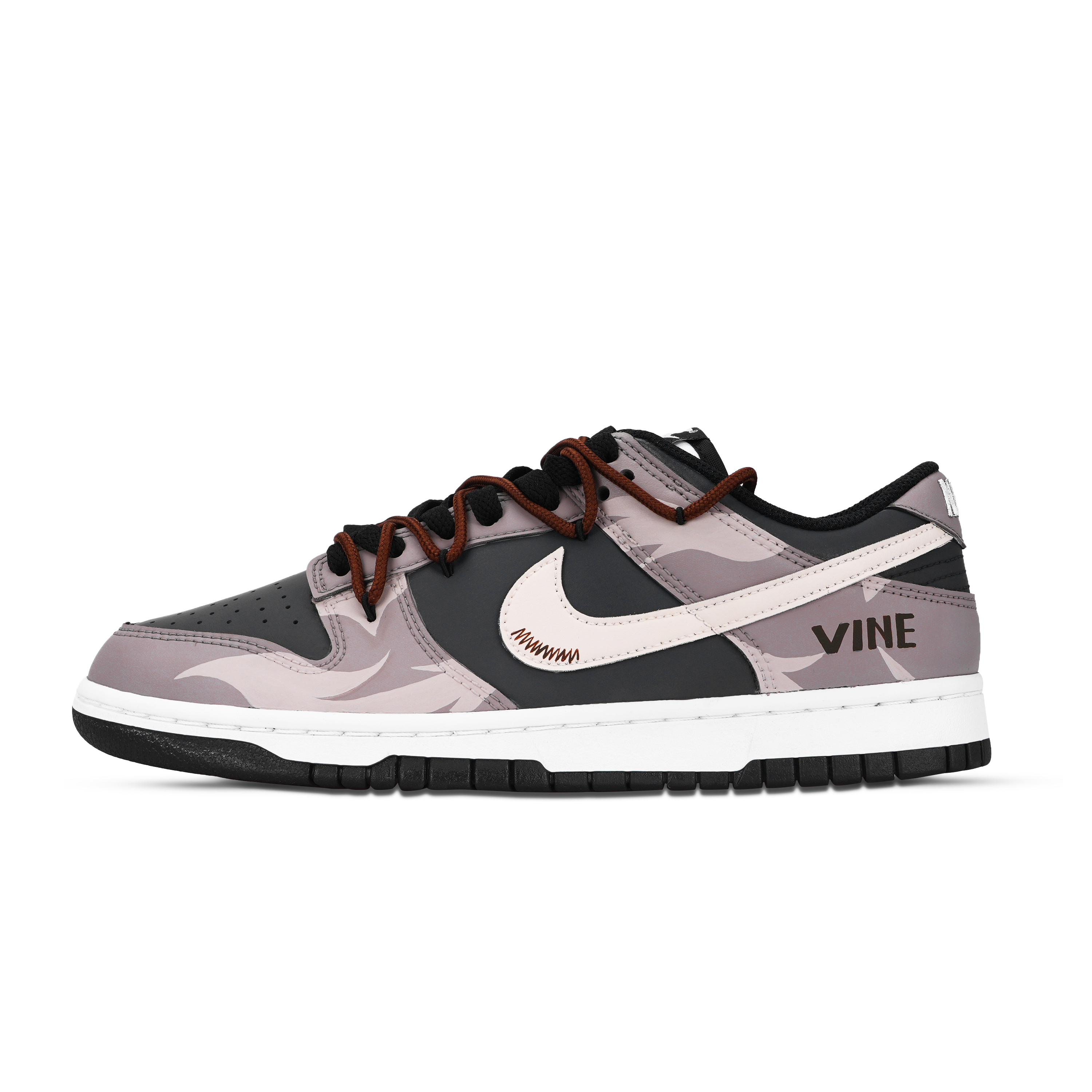 Nike Dunk Vine Growth Abrasion Resistant Low top Skateboard Shoes Unisex Brown Black Pink