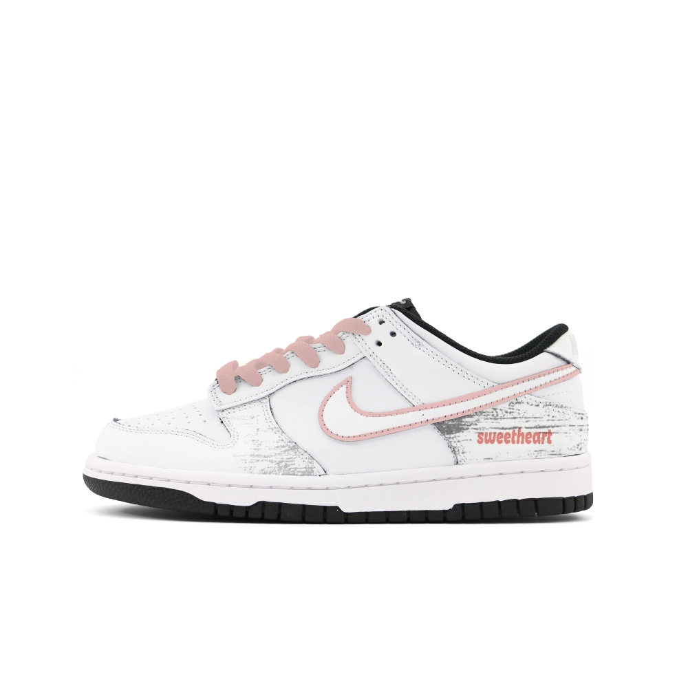 Nike Dunk Low Abrasion Resistant Low top Skateboard Shoes Unisex Black White Pink